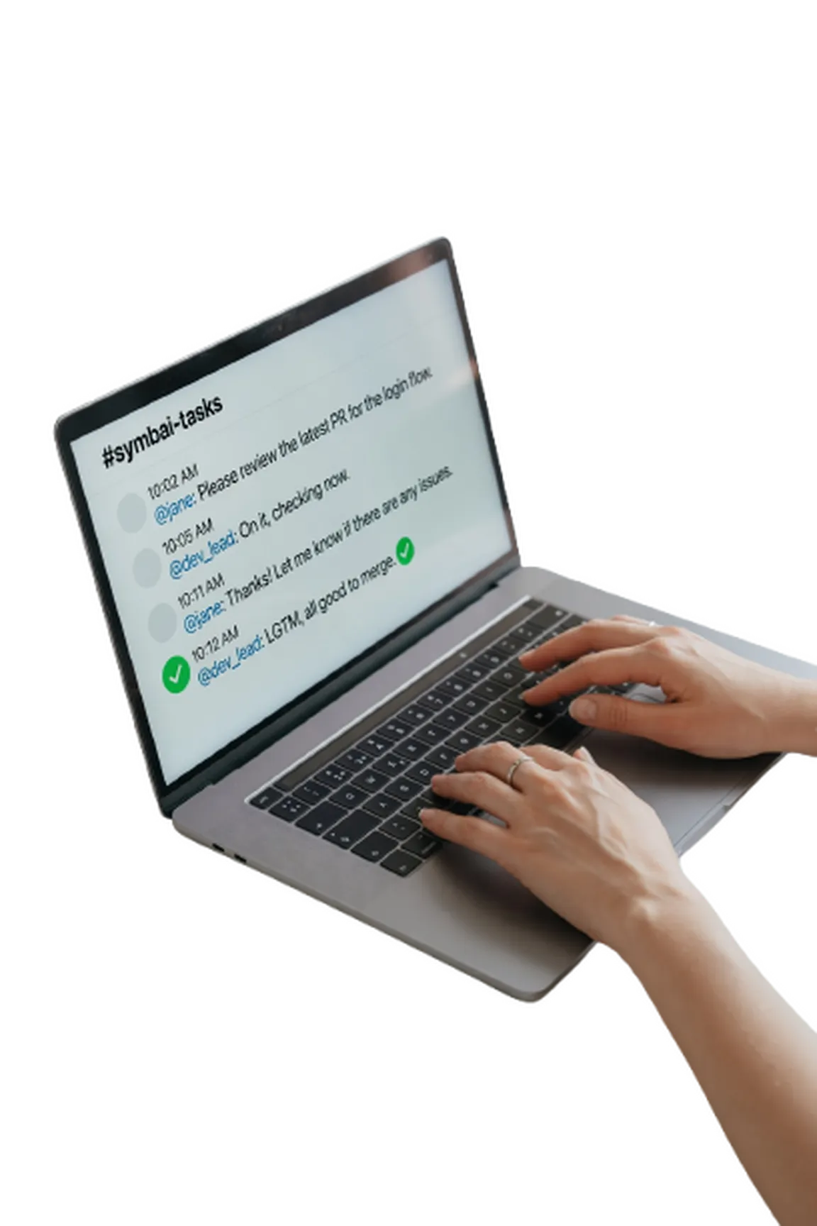 A laptop running Claude Code, hands on the keyboard